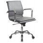 Кресло низкая спинка Бюрократ CH-993-Low/grey серый иск.кожа хром