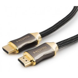 Кабель HDMI-HDMI v2.0 1.0м Cablexpert Platinum (CC-P-HDMI03-1M) титановый металлический корпус, нейлоновая оплетка, блистер