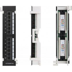 Патч-панель Netlan EC-UWP-12-UD2 UTP 5e кат., 12 портов, 110/KRONE,T568A/B, неэкранированная, черная 19'