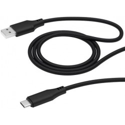 Кабель USB2.0-Type C 1m черный Deppa 72283) ткань