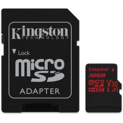Micro SecureDigital 32Gb Kingston Canvas React SDHC class 10 UHS-I U3 (SDCR/32GB) + SD адаптер