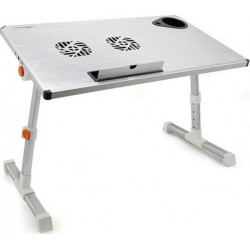 Стол-подставка для ноутбука Crown CMLS-101, до 21', с вентилятором, серебристая