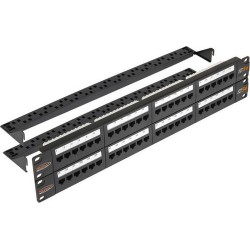Патч-панель NIKOMAX NMC-RP48UD2-2U-BK UTP 5e кат., 48 портов, 110/KRONE,T568A/B, неэкранированная, сорганайзерами, черная 19'