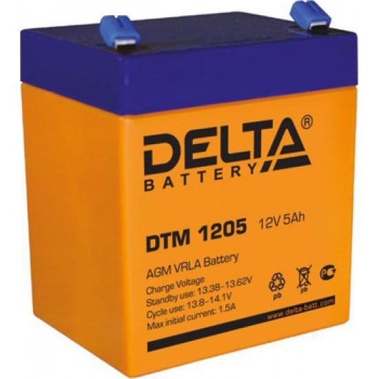 Батарея Delta DTM 1205, 12V 5Ah (Battary replacement APC rbc43, rbc44, rbc143, sybt2 12В, 5Ач, 90мм/70мм/107мм)