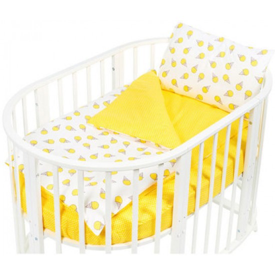 Комплект постельного белья для круглой (овальной) кроватки Sweet Baby Yummy Giallo (Желтый) в круглую/овальную кровать, 4 пр.