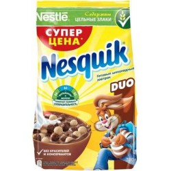 Готовый завтрак Nesquik DUO шоколадные шарики, пакет, 700 г.