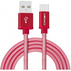 Кабель USB2.0-Type C 1m красный Crown (CMCU-3072C) алюминий/нейлон