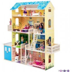 Кукольный домик Paremo деревянный для Барби Нежность (28 предметов мебели, 2 лестницы, гараж) PD316-01 розовый