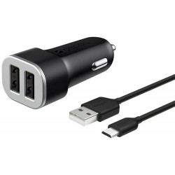 Автомобильное зарядное устройство Deppa 2.4A micro USB 2xUSB черный (11283)