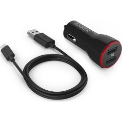 Автомобильное зарядное устройство Anker 4.8A, 2xUSB(2.4A+2.4A), кабель micro USB, черный (B2310H11)