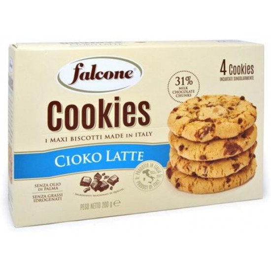 Печенье сахарное Falcone Cookies с молочным шоколадом, 200 г.