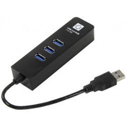 3-port USB3.0 Hub 5bites UA3-45-04BK Черный +LAN
