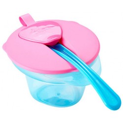 Детская тарелка Tommee tippee с отделением для разминания и охлаждения пищи (розовая крышка) 44670241-1