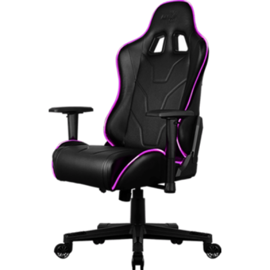 Кресло для геймера Aerocool AC220 RGB-B , черное, с перфорацией, с RGB подсветкой, до 150 кг, размер, см (ШхГхВ) : 66х63х125/133.