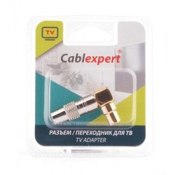 Разьем Cablexpert TVPL-07, TV (папа) позолоченный, латунь OD8.5, 90 градусов, блистер