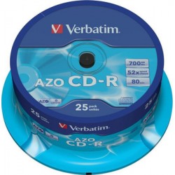 Оптический диск CDR диск Verbatim DL 700Mb 52x CakeBox 25шт. (43352)