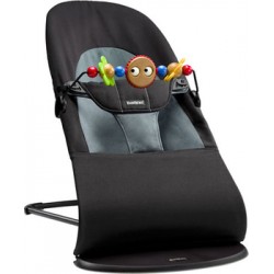 Шезлонг BabyBjorn Balance Soft Air (черный с серым (0050.22)) в комплекте с игрушкой 'Веселые глазки'