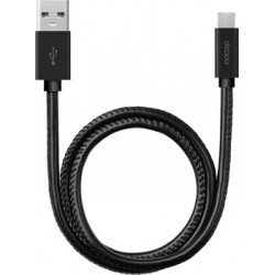 Кабель USB-MicroUSB 1.2m черный Deppa (72268) алюминий/экокожа