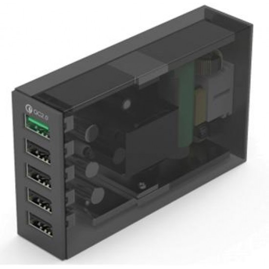 Сетевое зарядное устройство Orico QSL-5U-BK, 5 USB, Black