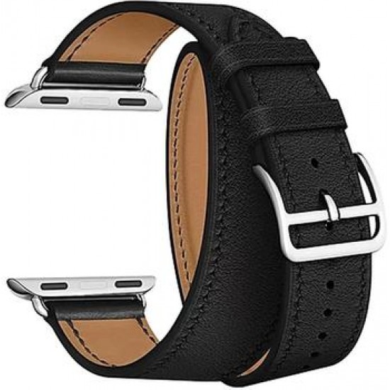Ремень для умных часов Кожаный ремешок для умных часов Lyambda Meridiana для Apple Watch 38/40 mm Black