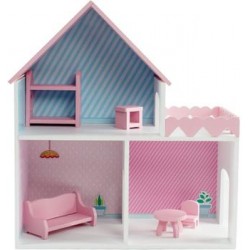 Кукольный домик Коняша «Пломбир» с интерьером и мебелью (для кукол до 15 см, 45x50x20 см) ДК001П/1