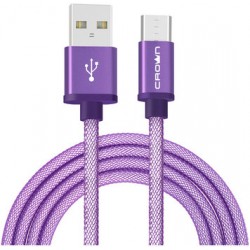 Кабель USB-MicroUSB 1m фиолетовый Crown (CMCU-3072M) алюминий/нейлон