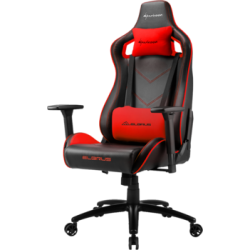 Кресло для геймера Sharkoon Elbrus 2 чёрно-красное (синтетическая кожа, регулируемый угол наклона, механизм качания)