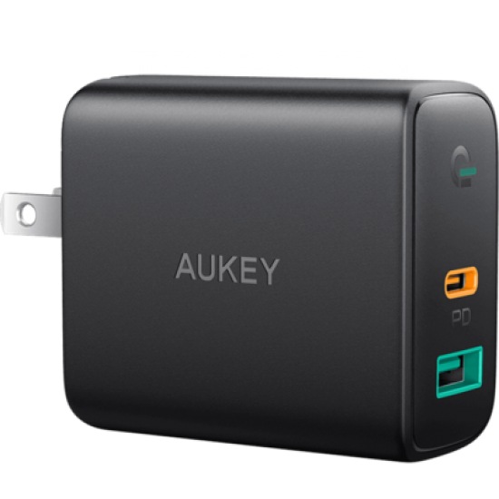 Сетевое зарядное устройство Aukey Dual-Port Wall Charger PA-D1 30W USB+USB-C, черное