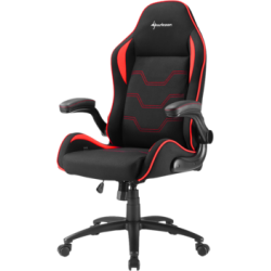 Кресло для геймера Sharkoon Elbrus 1 чёрно-красное (ткань, регулируемый угол наклона, механизм качания)