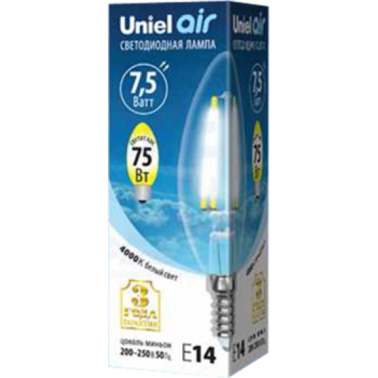 Uniel Air LED-C35-7,5W/NW/E14/CL GLA01TR UL-00003247