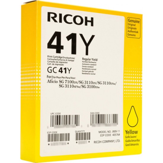 Картридж Ricoh GC41Y Yellow для Aficio 3110DN/DNw/SFNw/3100SNw/7100D (2200стр)