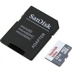 Micro SecureDigital 32Gb SanDisk Ultra Android microSDHC class 10 UHS-I (SDSQUNS-032G-GN3MA) + адаптер SD