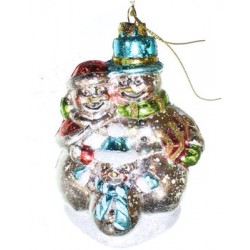 Ёлочное украшение Новогодняя сказка Снеговики 12 см (пластик)