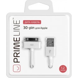 Кабель для Apple 30pin Prime Line 1.2м ,белый (7200)